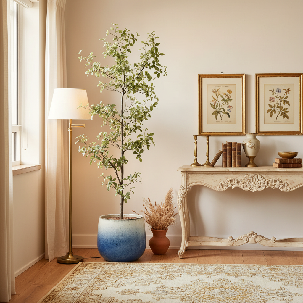 Blue Round Ceramic Planter Pot