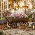 Wooden Wheelbarrow Planter Mobile Garden Cart