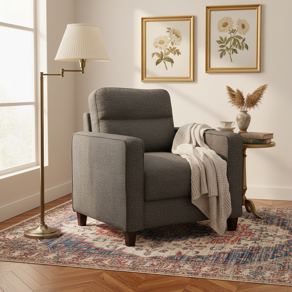 Upholstered Fabric Single Sofa Chair