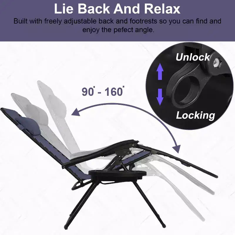 Foldable Zero Gravity Chair Lounge Patio Chaise