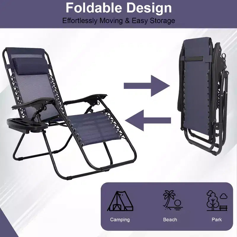 Foldable Zero Gravity Chair Lounge Patio Chaise