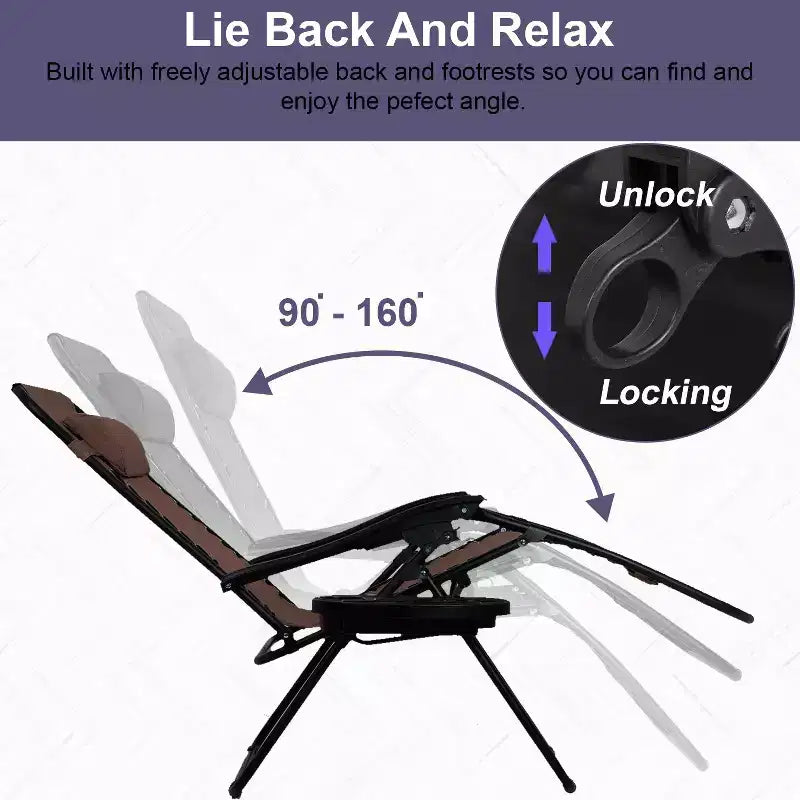 Foldable Zero Gravity Chair Lounge Patio Chaise