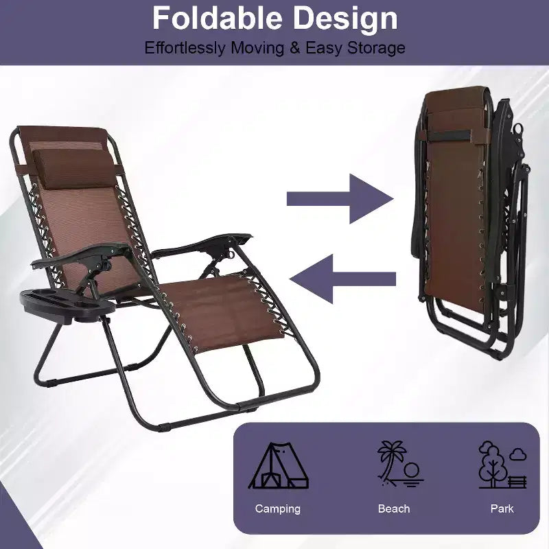 Foldable Zero Gravity Chair Lounge Patio Chaise