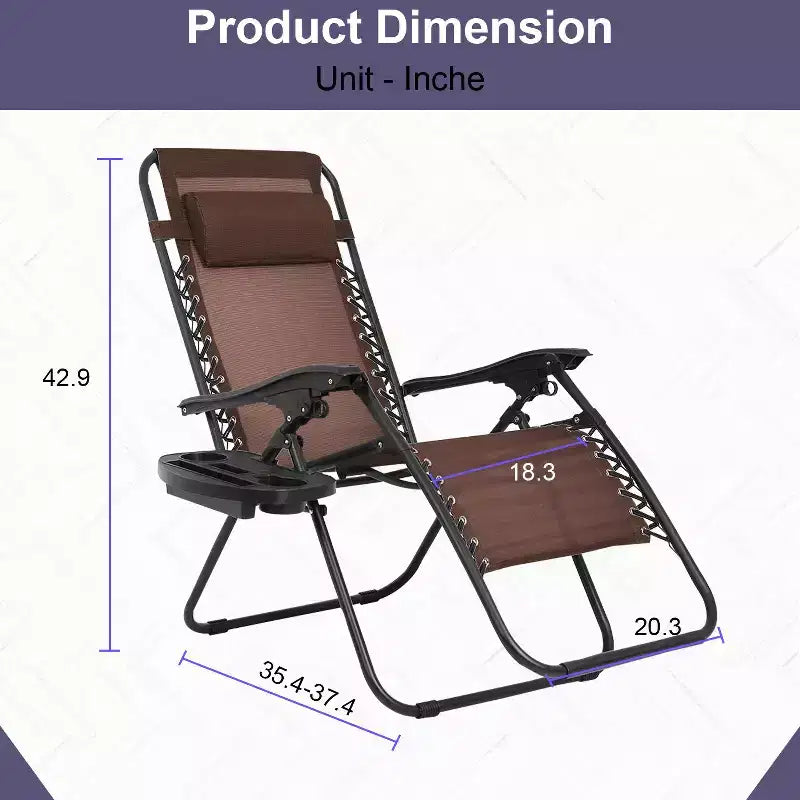 Foldable Zero Gravity Chair Lounge Patio Chaise