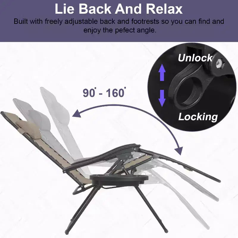 Foldable Zero Gravity Chair Lounge Patio Chaise
