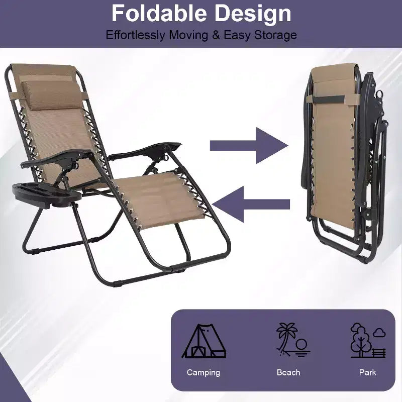 Foldable Zero Gravity Chair Lounge Patio Chaise