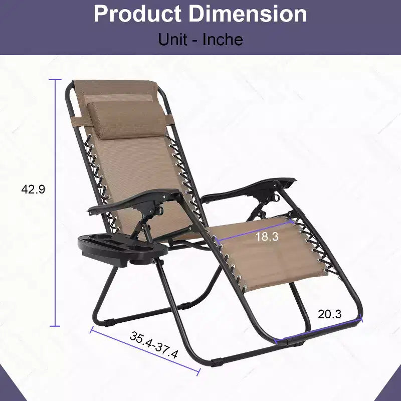 Foldable Zero Gravity Chair Lounge Patio Chaise