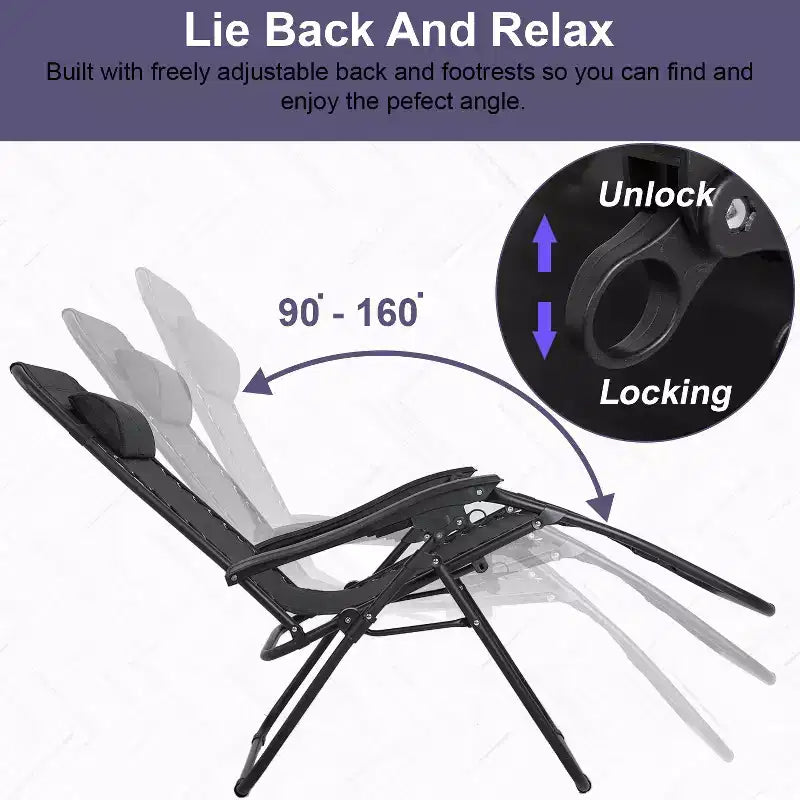 Foldable Zero Gravity Chair Lounge Patio Chaise