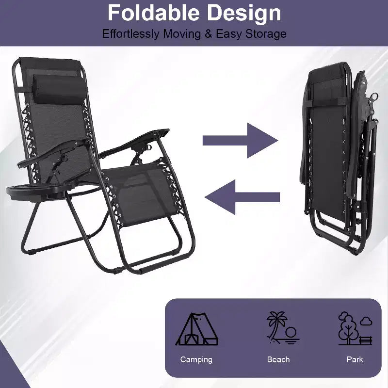 Foldable Zero Gravity Chair Lounge Patio Chaise