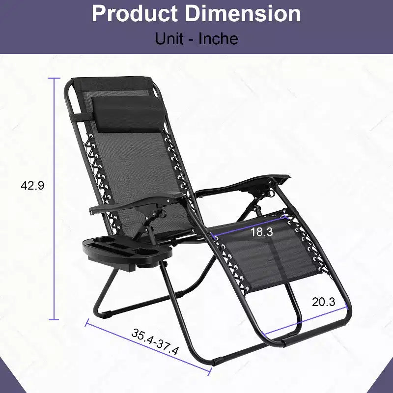 Foldable Zero Gravity Chair Lounge Patio Chaise