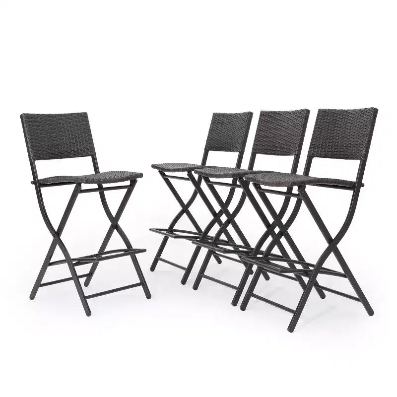 Christopher Knight Home Margarita Outdoor Wicker 28 Inch Folding Barstools (Set of 4), Multibrown