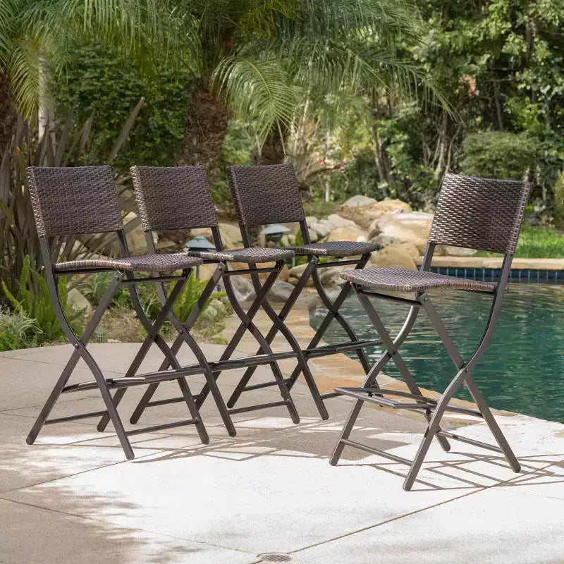 Outdoor Wicker  Folding Barstools