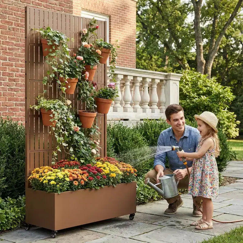 Gray Rectangular Metal Outdoor Planter Box