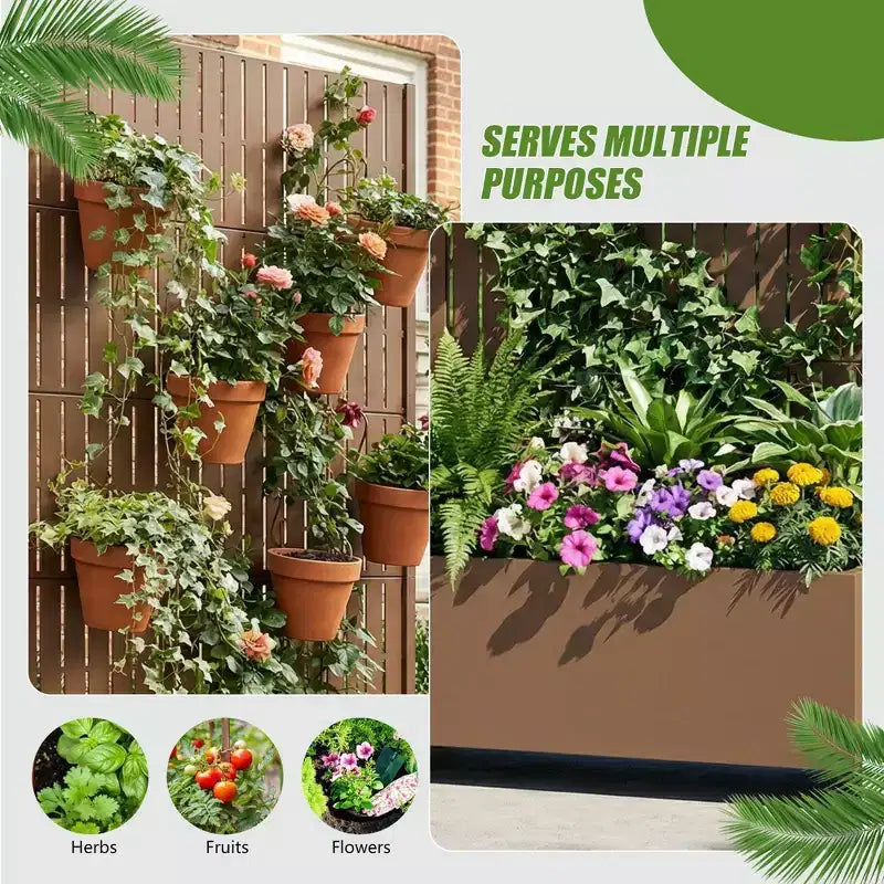 Gray Rectangular Metal Outdoor Planter Box