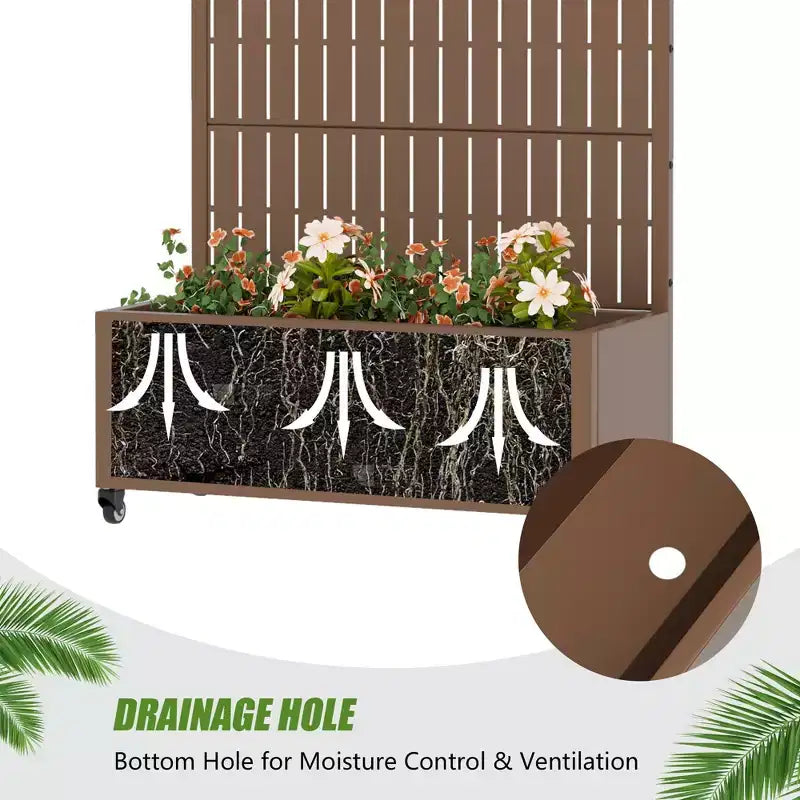 Gray Rectangular Metal Outdoor Planter Box