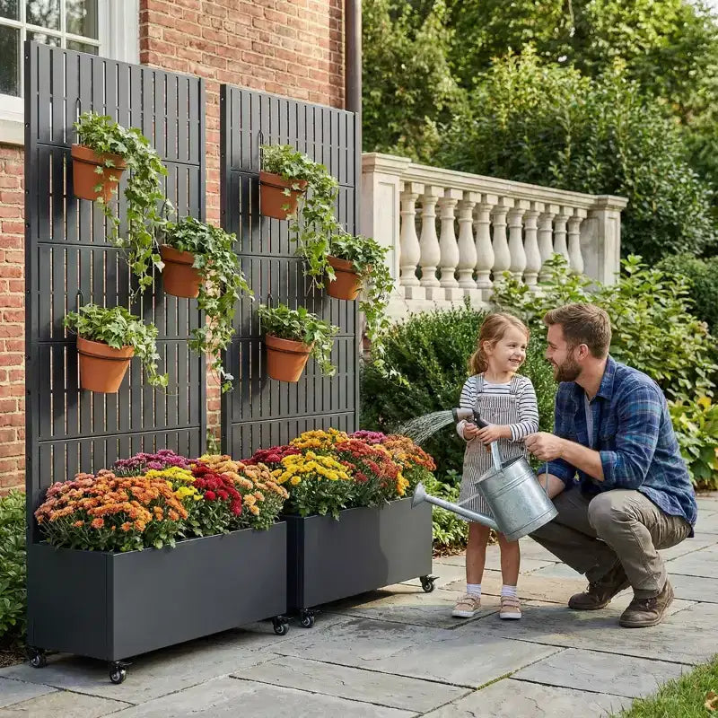 Gray Rectangular Metal Outdoor Planter Box