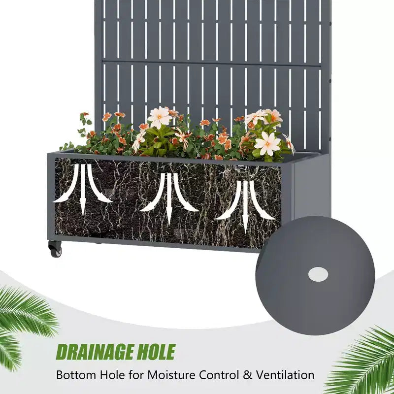 Gray Rectangular Metal Outdoor Planter Box