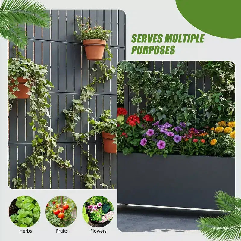 Gray Rectangular Metal Outdoor Planter Box