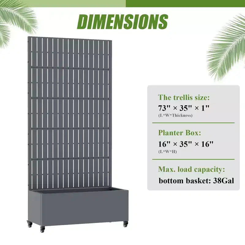 Gray Rectangular Metal Outdoor Planter Box