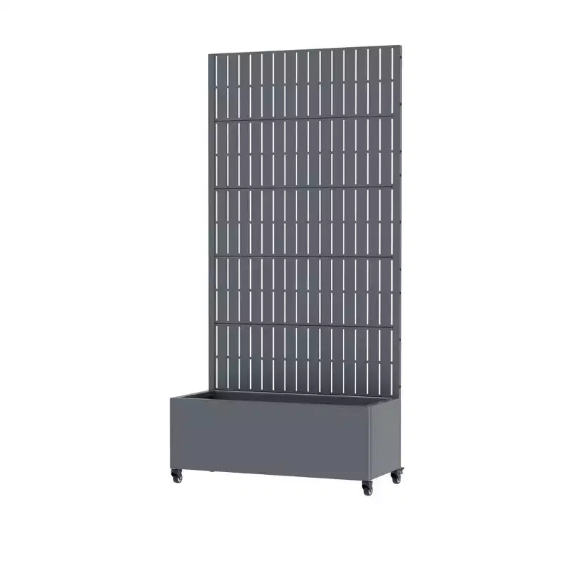 Gray Rectangular Metal Outdoor Planter Box
