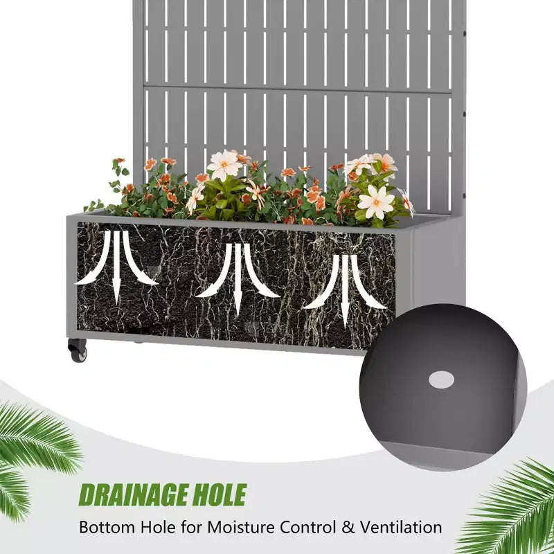 Gray Rectangular Metal Outdoor Planter Box