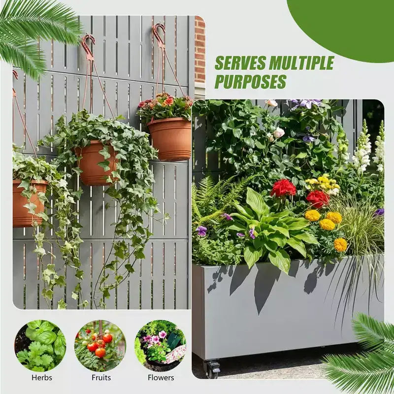 Gray Rectangular Metal Outdoor Planter Box