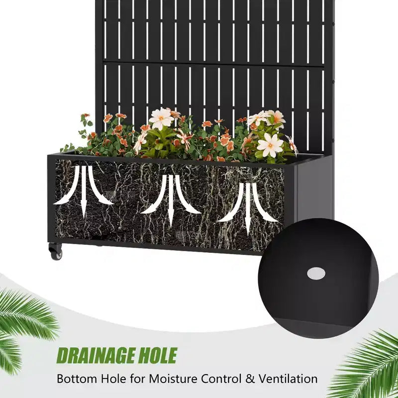 Gray Rectangular Metal Outdoor Planter Box