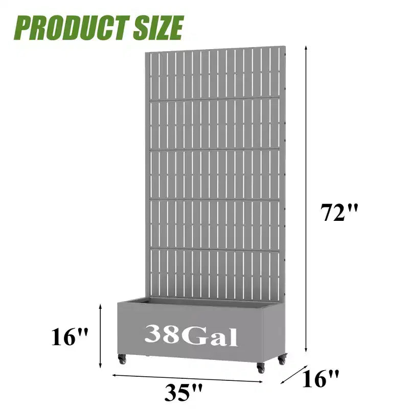 Gray Rectangular Metal Outdoor Planter Box