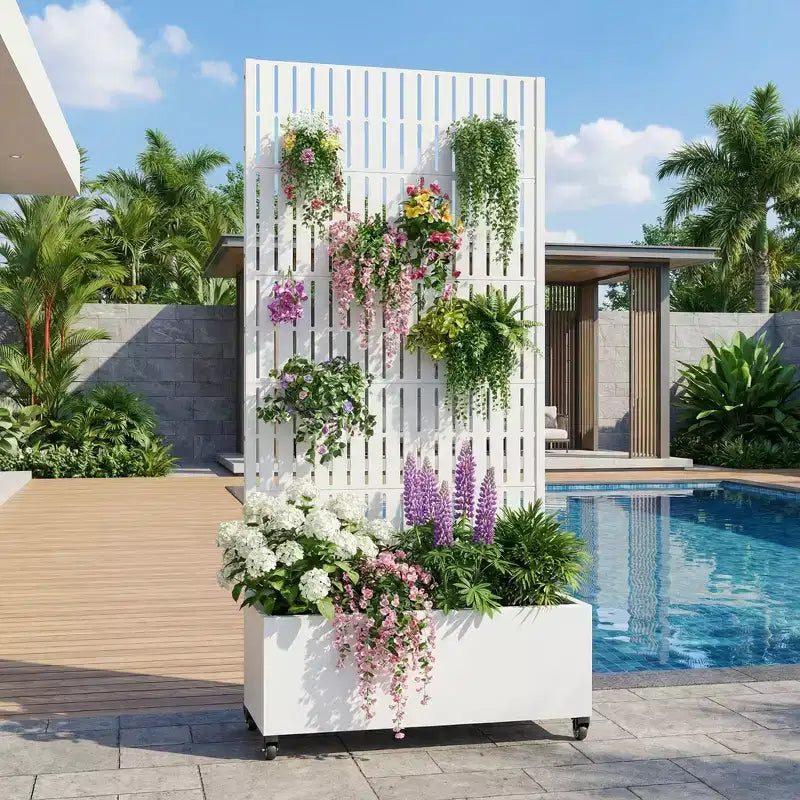 Gray Rectangular Metal Outdoor Planter Box