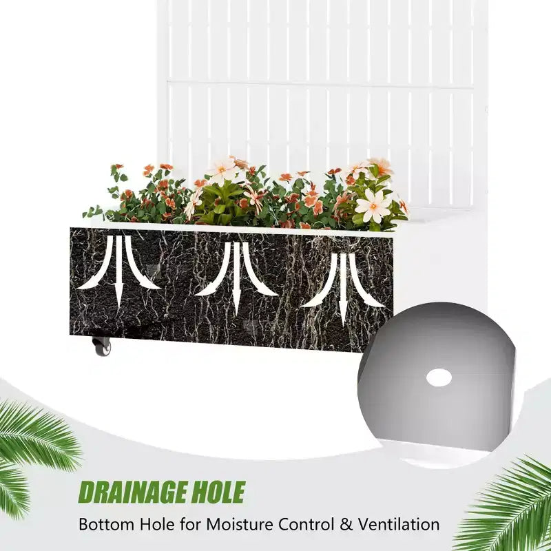 Gray Rectangular Metal Outdoor Planter Box