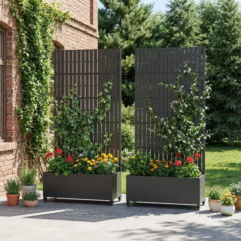 Gray Rectangular Metal Outdoor Planter Box