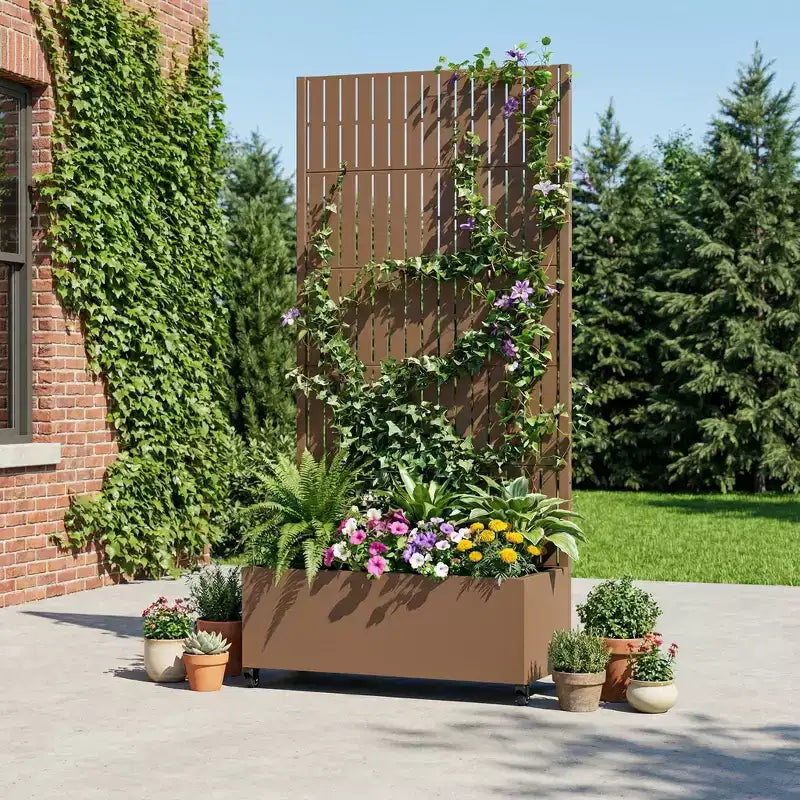 Gray Rectangular Metal Outdoor Planter Box