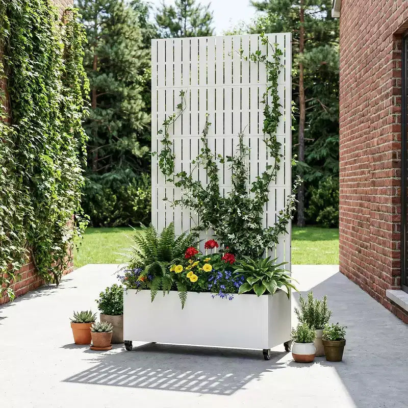 Gray Rectangular Metal Outdoor Planter Box