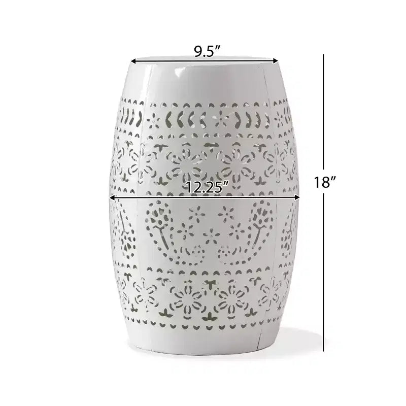 Lace Cut Barrel Accent End Table