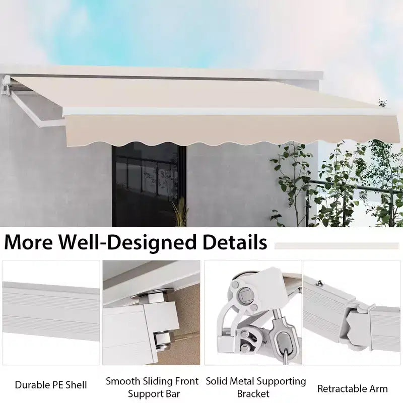 Retractable Patio Awning Aluminum Deck Sunshade Shelter