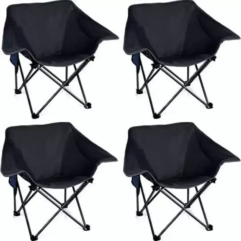 NAYSAYE 4 Pack Portable Camping Chairs Compact Collapsible Heavy Duty Outdoor Folding Sports Chairs for Lawn Park Events, Black, 26.4*20*31