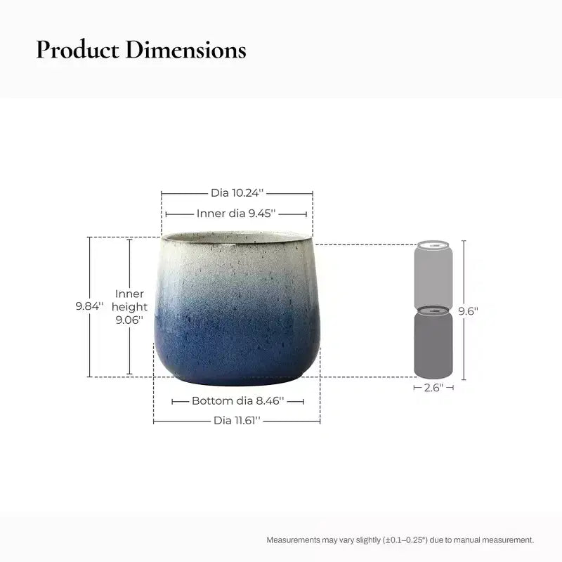 Blue Round Ceramic Planter Pot