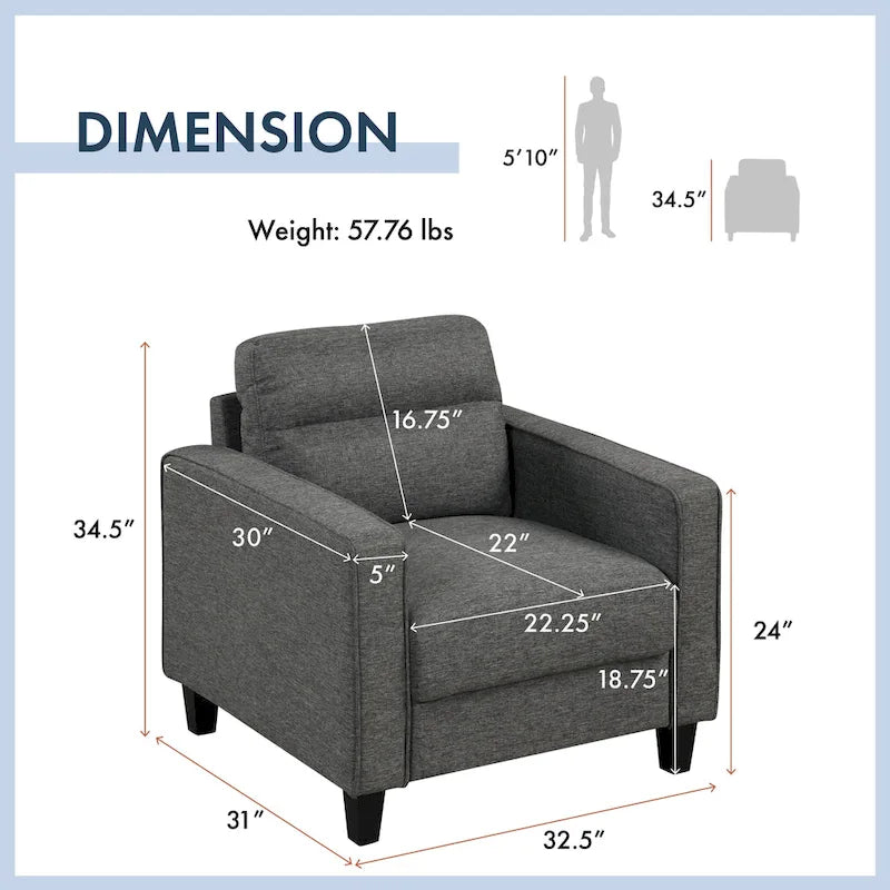 Upholstered Fabric Single Sofa Chair