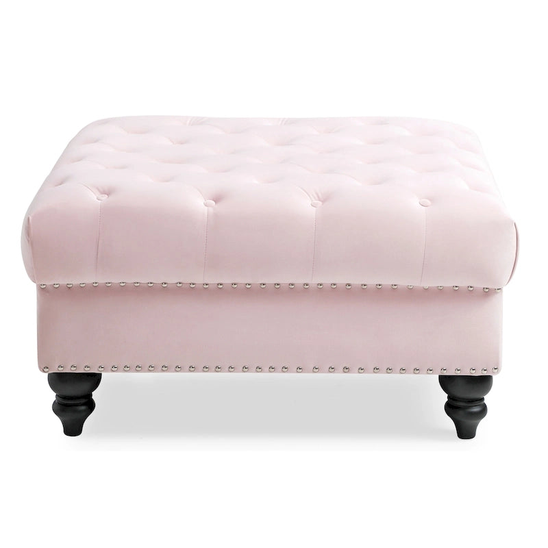 Velvet Tufted Oversized Ottoman