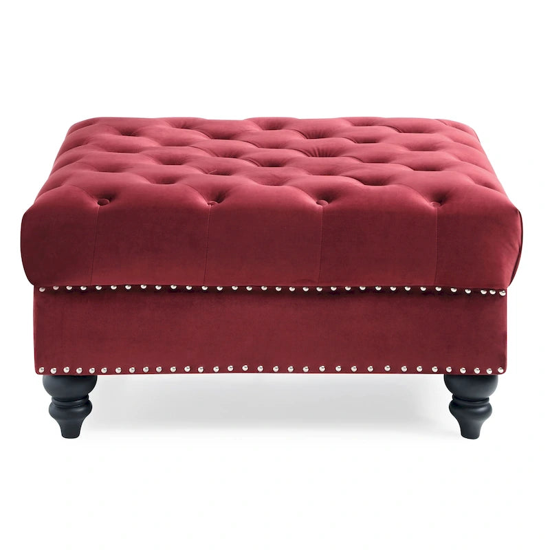 Velvet Tufted Oversized Ottoman