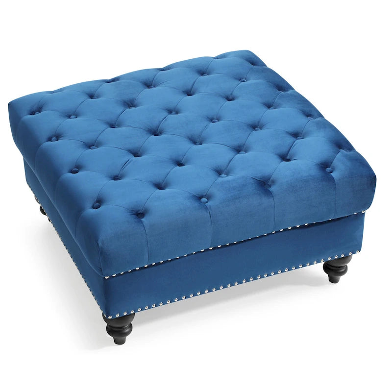 Velvet Tufted Oversized Ottoman