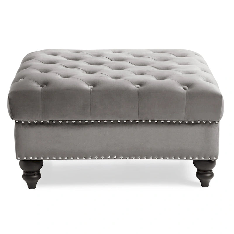 Velvet Tufted Oversized Ottoman
