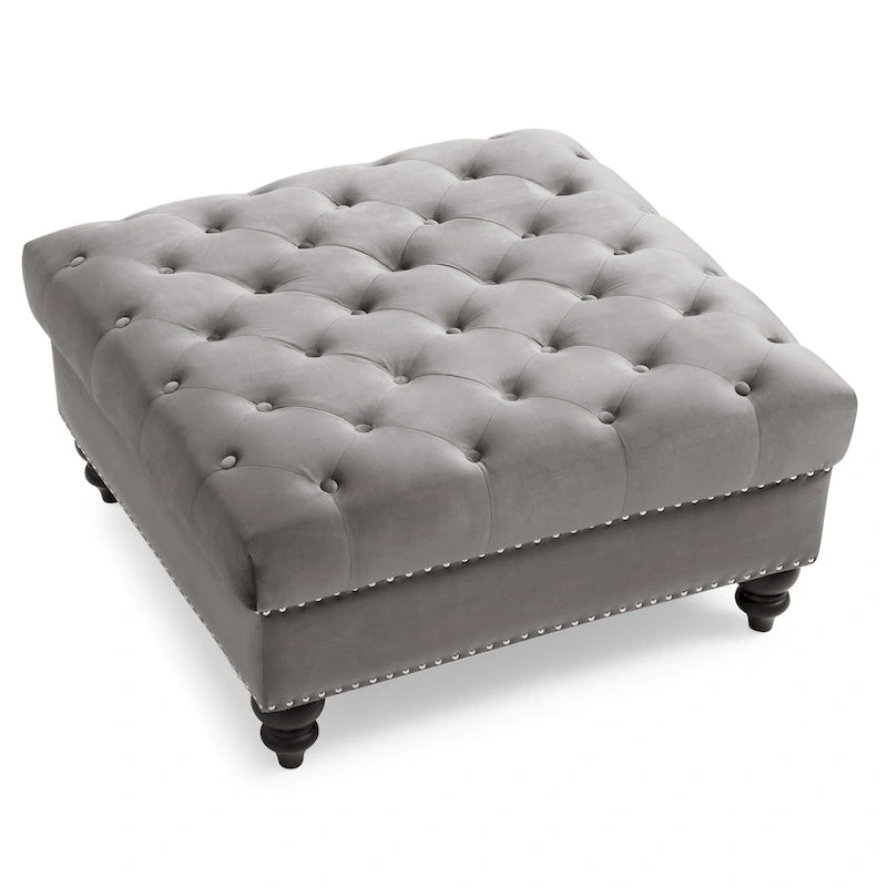 Velvet Tufted Oversized Ottoman