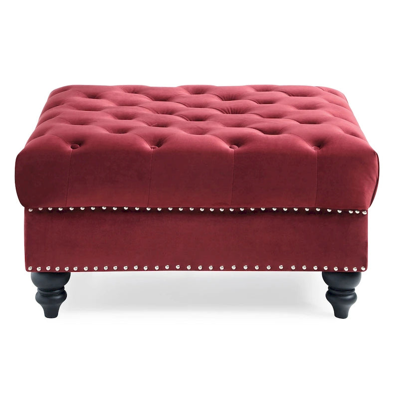 Velvet Tufted Oversized Ottoman