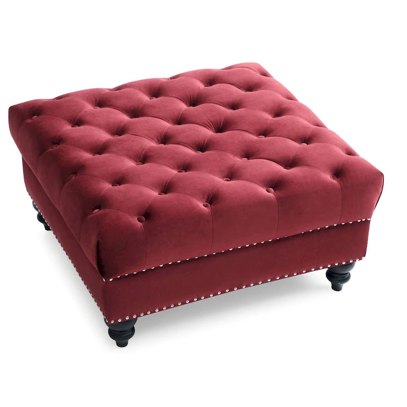Velvet Tufted Oversized Ottoman