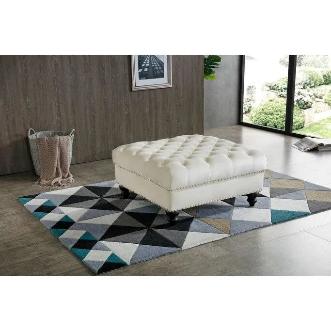 Velvet Tufted Oversized Ottoman