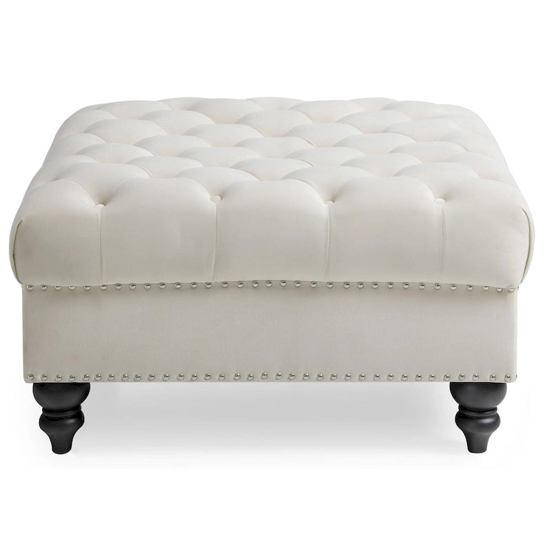 Velvet Tufted Oversized Ottoman
