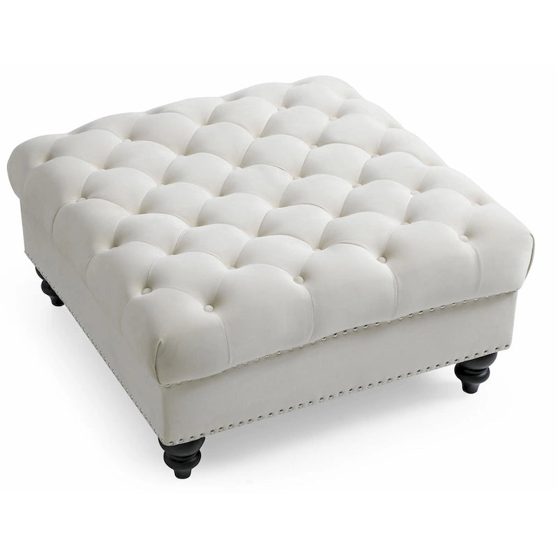Velvet Tufted Oversized Ottoman