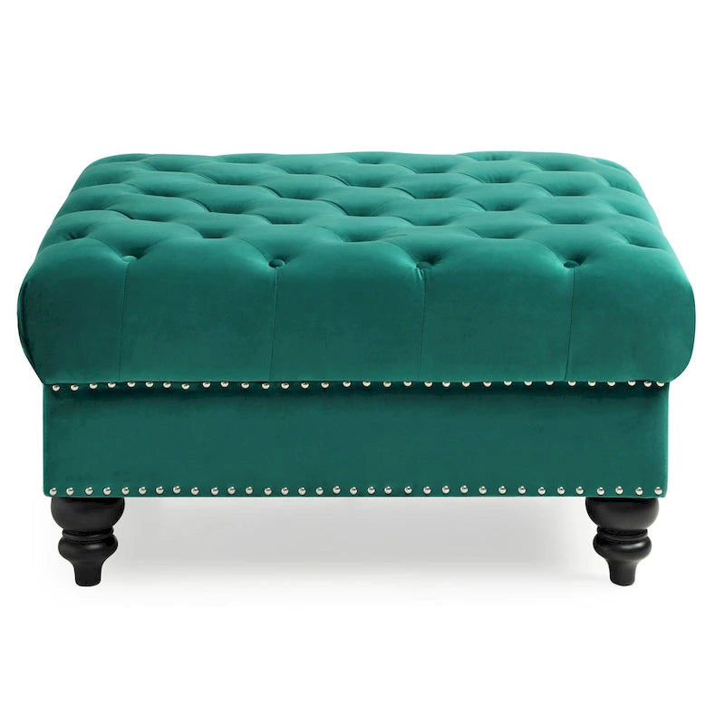 Velvet Tufted Oversized Ottoman