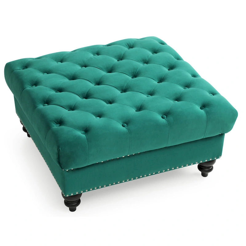 Velvet Tufted Oversized Ottoman